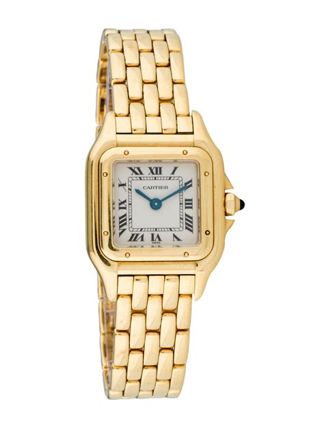 cartier panthere 18k yellow gold watch|cartier panthere men's watch gold.